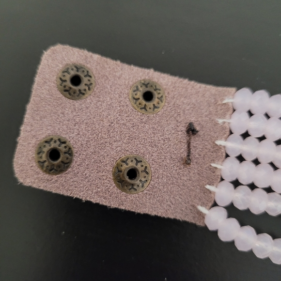 Marlyn Schiff Multi Strand Pale Rose Pink Beaded leather Bracelet - Picture 9 of 11